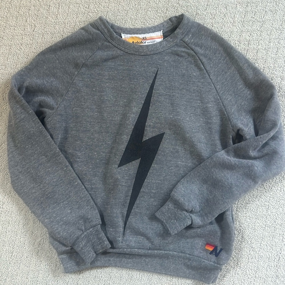 Aviator Nation Lightning Bolt Crewneck Sweatshirt XS